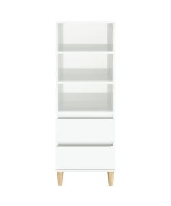 Credenza Bianco Lucido 40x36x110 cm in Legno Multistrato