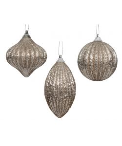 Decoris Pallina Natale Glitter Grigia Diametro 8 cm per Albero Festivo