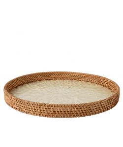 Vassoio in rattan intrecciato