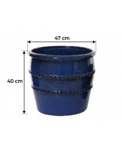 Vaso Lucia Terracotta Blu Cilindrico 47x40 cm per Piante Interni Esterni