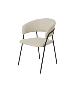 Sedia Imbottita Crema 59x54,5x79,5 cm - Design Moderno con Gambe Nere