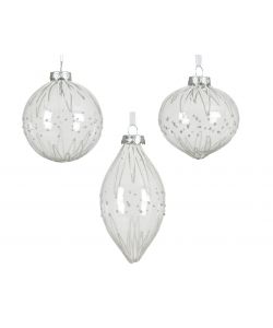 Decoris Pallina di Vetro Bianco Glitter - Eleganza Natalizia - 8cm