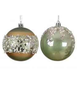 Decoris Pallina Natale Shatterproof Verde Matcha Elegante - 8cm