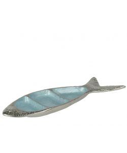 Kaemingk Vassoio decorativo Azzurro Metallo Pesce 36x10,5xh2,5 cm Elegante
