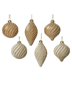 Decorazioni Natalizie - Palline Vetro Assortite Bianco/Oro - 1 Pezzo