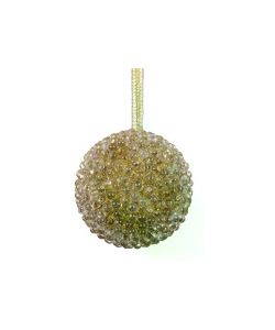Pallina di Natale Oro 8 cm con Glitter e Nastro in Raso