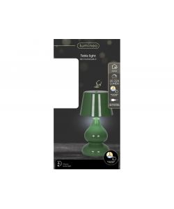 Lumineo Lampada da Tavolo Verde LED 13x26 cm Ricaricabile Elegante