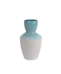 Kaemingk Vaso terracotta decorativo bicolore Bianco Azzurro 23x40 cm