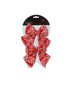 Decoris Set 2 Fiocchi Natalizi Bianco e Rosso - 12x13cm
