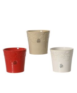 Vaso rotondo in gres 13,7x13 cm colore assortito e fantasia agrifoglio