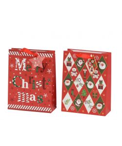 Kaemingk Busta Regalo 30x12x42 cm Rosso Fantasia Merry Christmas