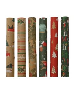 Decoris Carta Regalo Natalizia 70x200 cm Kraft Marrone Multicolore