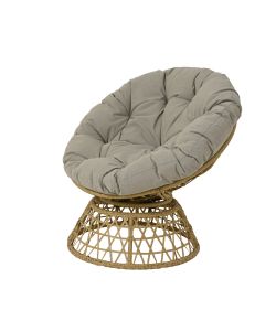 Sedia Girevole Vimini Esterno con Cuscino colore Naturale 85x76x78 cm