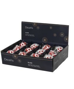 Decoris Sfera di Natale in Vetro Trasparente con Decoro Casetta - 8 cm