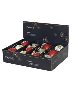 Decoris Pallina di Natale in Vetro - Decorazioni Glitter Assortite - 8cm