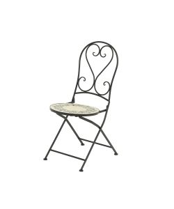 Sedia da Esterno Athens Pieghevole Nera con Mosaico 50x39x93 cm