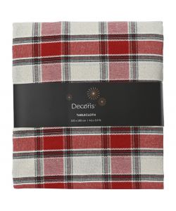 Decoris Tovaglia Natalizia in Cotone Tartan Verde e Rossa - 180x140cm
