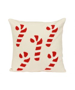 Decoris Cuscino Natalizio 45x45 cm Bianco con Bastoncini di Zucchero