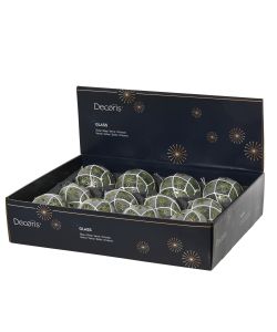 Decoris Sfera di Natale Vetro Trasparente con Decoro Agrifoglio - 8cm
