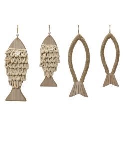 Decoro Pesce da Appendere in Legno Naturale 2,5x20x7,5 cm