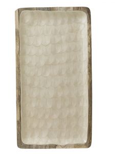 Piatto Legno Decorativo Rettangolare Crema 45,5x25x2 cm Naturale