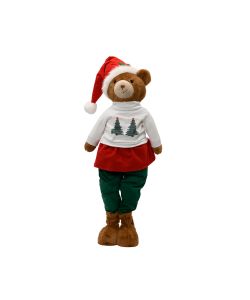Decoris Orsetto Natalizio 110 cm - Statuetta Morbida Rosso Verde