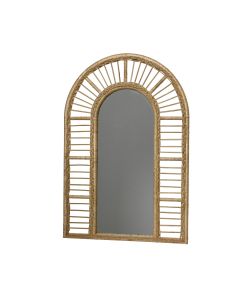 Specchio in Rattan e MDF Naturale 65x95 cm con Gancio sul Retro