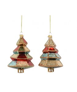 Decoris Albero di Natale in Vetro Multicolore 12,3 cm - Decorazione Natalizia