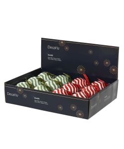 Decoris Sfera di Natale in Vetro - Decoro a Righe in Vernice - 8 cm