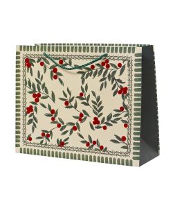 Decoris Sacchetto Regalo Natale Bacche Verde 42x12x30 cm