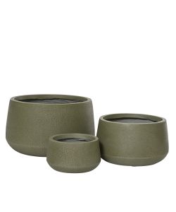 Tyler Vaso per Piante Rotondo Verde 46 cm Effetto Grezzo Interno/Esterno