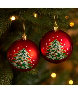 Decoris Pallina di Natale Rossa con Decorazione Albero - 8cm
