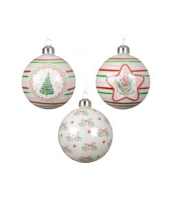 Decoris Palline di Natale Decorate 8 cm Vetro Colorate Assortite