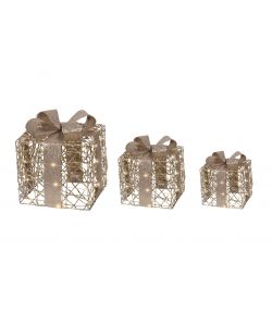 Lumineo Set 3 Giftbox LED Oro - Addobbo Natalizio