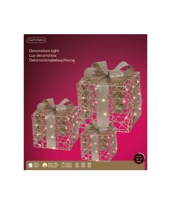 Lumineo Set 3 Giftbox LED Oro - Addobbo Natalizio