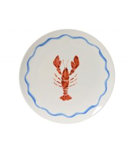 Kaemingk Piatto in Porcellana 26,9 cm Motivo Aragosta Blu/Rosso