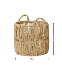 Cesta Tonda con Manici - Colore Naturale - Grande - 38x45 cm