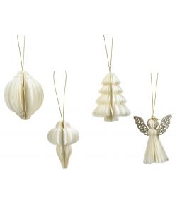 Decoris Addobbo Natalizio in Carta - Bianco - 6 cm