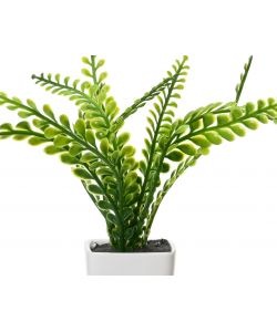Piantina verde artificiale in vaso bianco