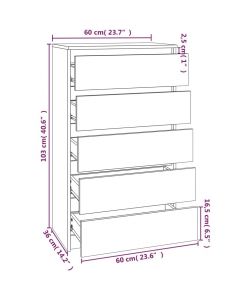 vidaXL Cassettiera Elegante Grigio Cemento 60x36x103 cm in Legno Multistrato