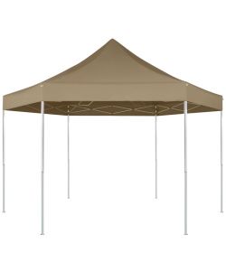 Tendone Esagonale Pieghevole Pop-Up 3,6x3,1 m Tortora 220 g/mq