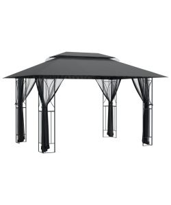 Gazebo con Pareti Laterali Antracite 400x300x270 cm Acciaio