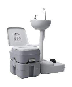 Set Toilette Portatile Campeggio Supporto Lavamani Tanica Acqua