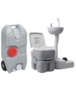 Set Toilette Portatile Campeggio Supporto Lavamani Tanica Acqua