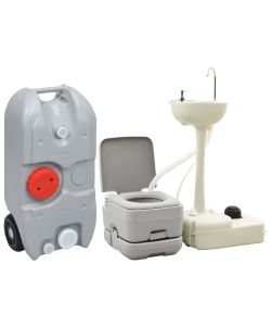 Set Toilette Portatile Campeggio Supporto Lavamani Tanica Acqua