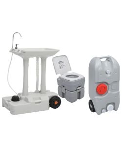 Set Toilette Portatile Campeggio Supporto Lavamani Tanica Acqua