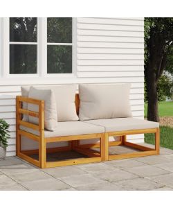 Set Divani da Giardino 2pz con Cuscini Legno Massello di Acacia