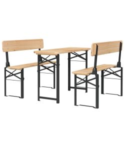 Set Tavolo Birreria Pieghevole 3 pz in Legno Massello di Abete