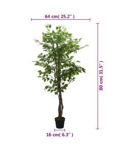 Albero di Ficus Artificiale 378 Foglie 80 cm Verde