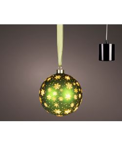 Lumineo Sfera Rotante Verde 14cm con 15 Micro LED e Timer per Interni